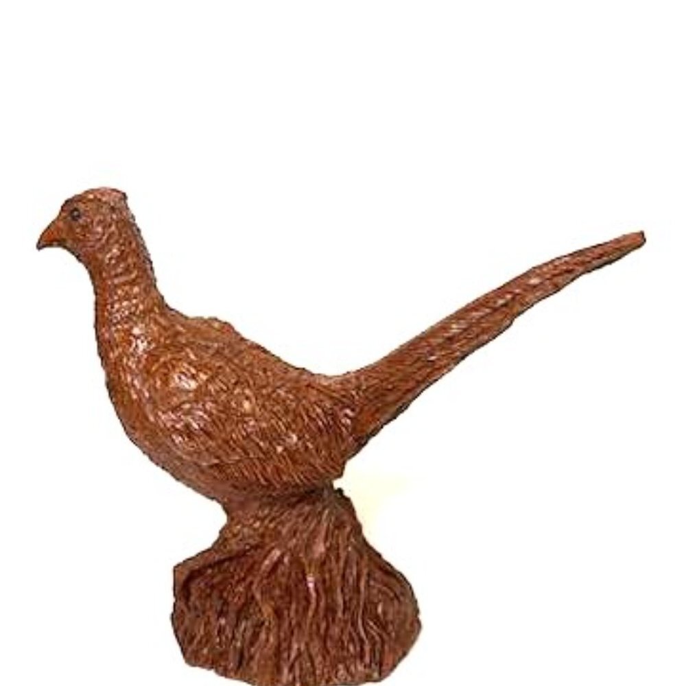 Vtg Red Mill Mfg Pheasant Figurine Pecan Resin Signed Dated Handcrafted USA
